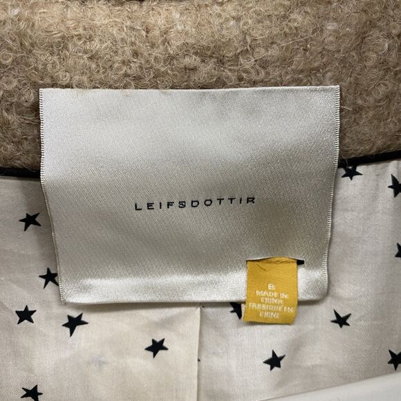 Leifsdottir Coat Womens 8 Tan Wool Mohair Alpaca Blend Textured Button Classy - Picture 7 of 13